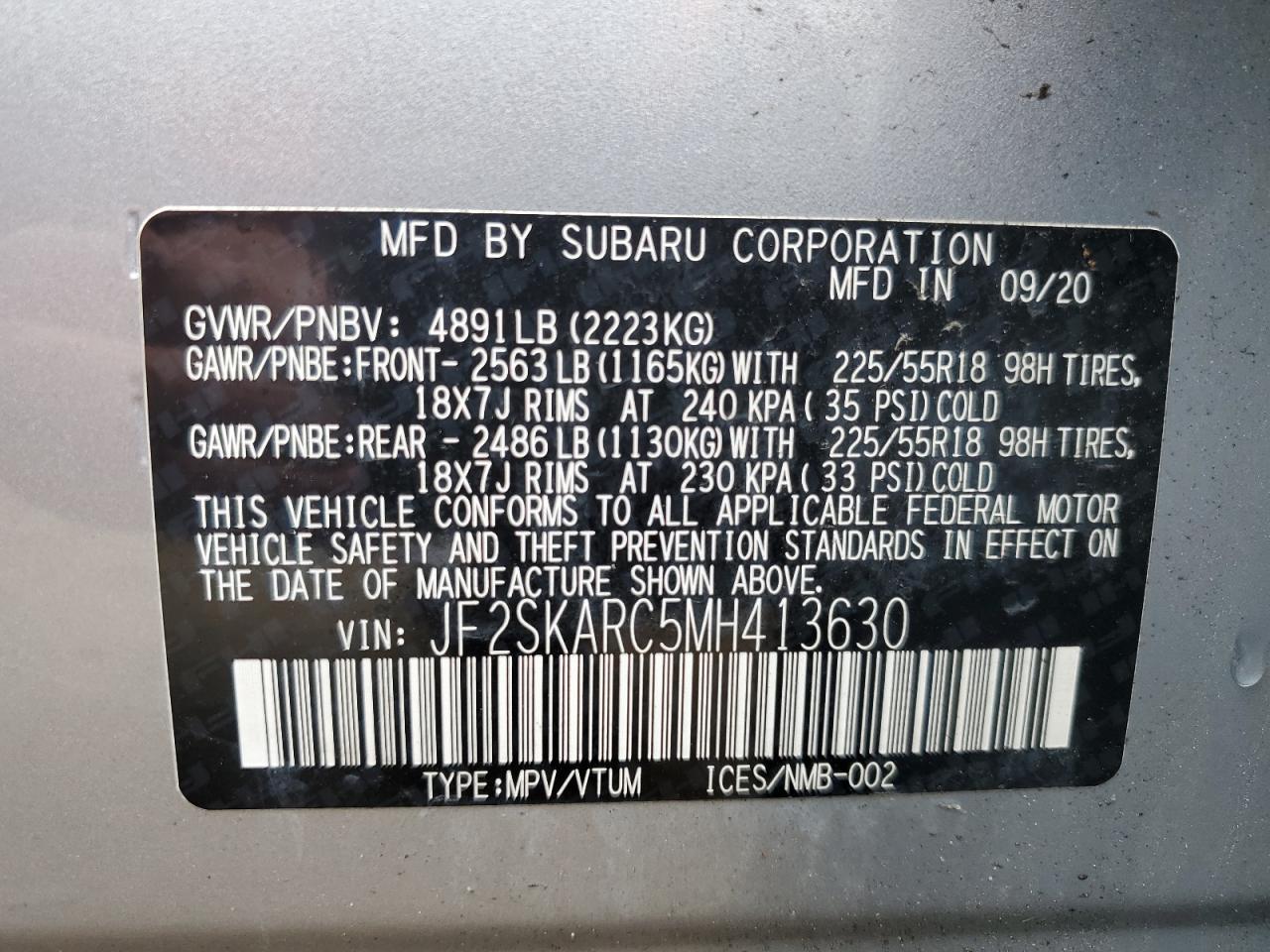 Photo 12 VIN: JF2SKARC5MH413630 - SUBARU FORESTER 