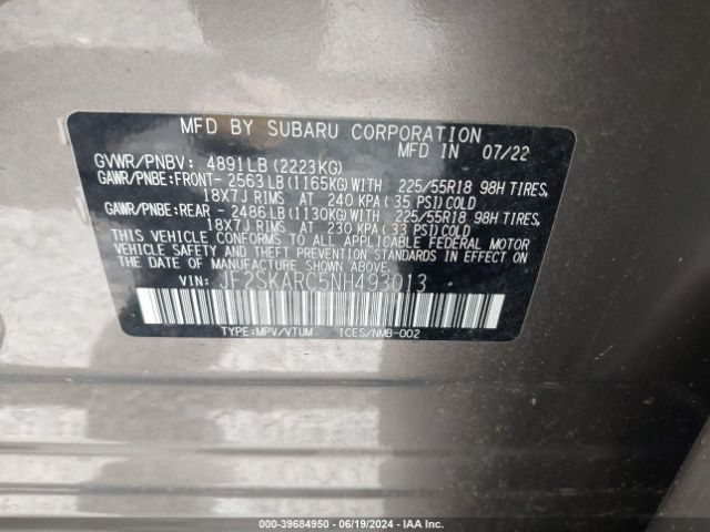 Photo 8 VIN: JF2SKARC5NH493013 - SUBARU FORESTER 