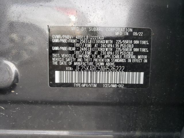 Photo 11 VIN: JF2SKARC5NH526222 - SUBARU FORESTER 