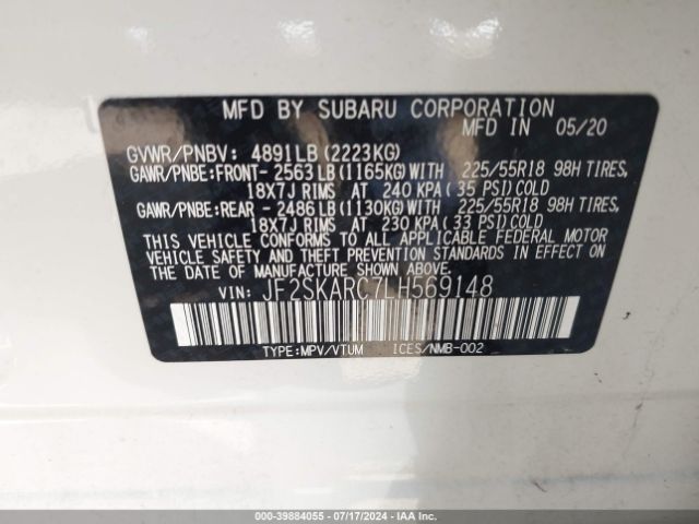 Photo 8 VIN: JF2SKARC7LH569148 - SUBARU FORESTER 