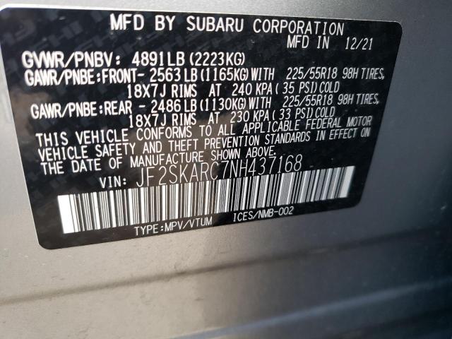 Photo 12 VIN: JF2SKARC7NH437168 - SUBARU FORESTER T 