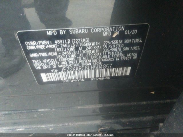 Photo 8 VIN: JF2SKARC8LH504857 - SUBARU FORESTER 