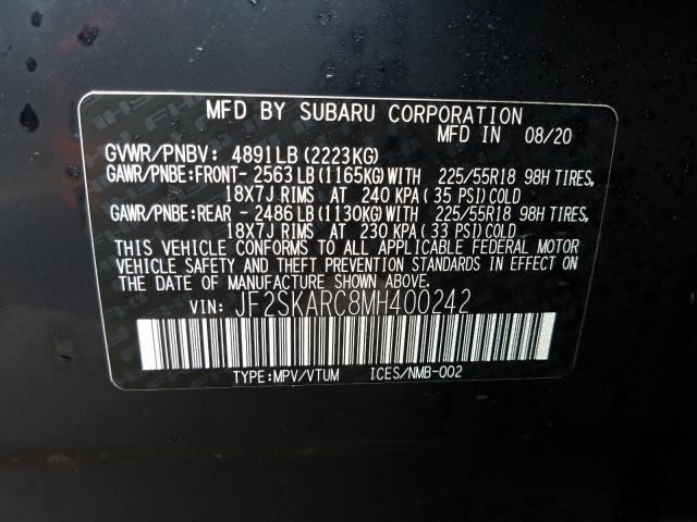 Photo 9 VIN: JF2SKARC8MH400242 - SUBARU FORESTER S 