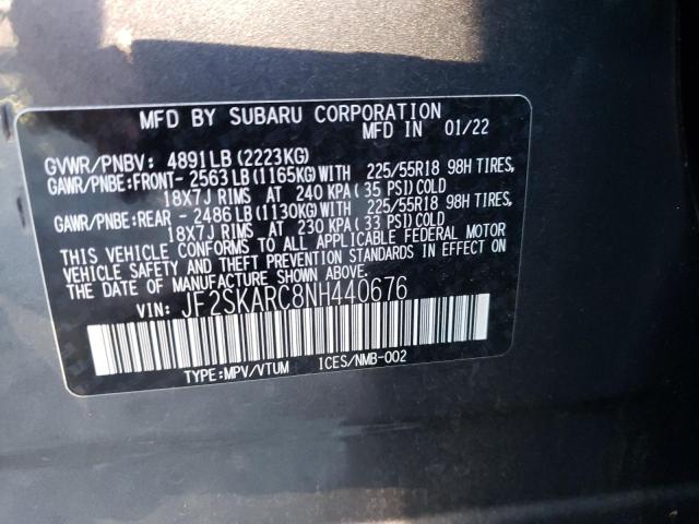 Photo 9 VIN: JF2SKARC8NH440676 - SUBARU FORESTER T 