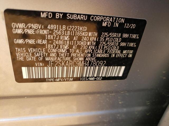 Photo 9 VIN: JF2SKARC9MH478092 - SUBARU FORESTER S 