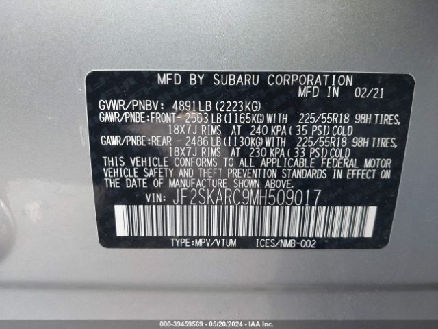 Photo 8 VIN: JF2SKARC9MH509017 - SUBARU FORESTER 