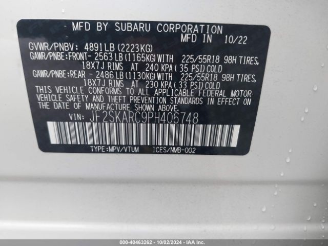 Photo 8 VIN: JF2SKARC9PH406748 - SUBARU FORESTER 