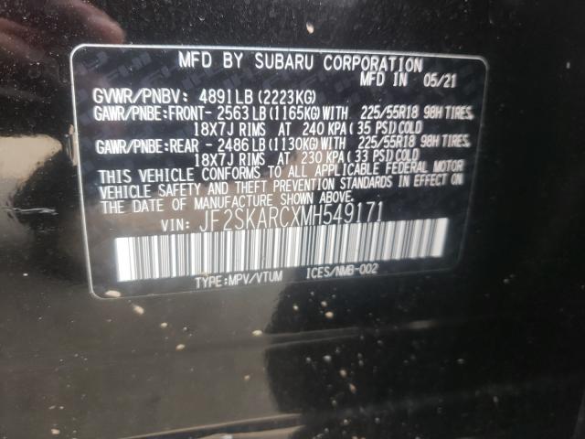 Photo 9 VIN: JF2SKARCXMH549171 - SUBARU FORESTER S 