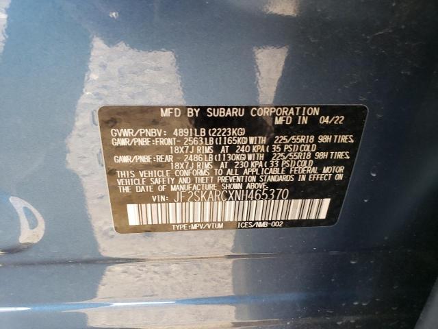 Photo 11 VIN: JF2SKARCXNH465370 - SUBARU FORESTER 