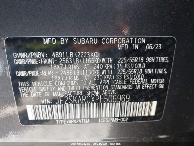 Photo 8 VIN: JF2SKARCXPH506969 - SUBARU FORESTER 