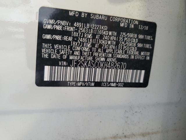 Photo 12 VIN: JF2SKASC0KH482670 - SUBARU FORESTER 