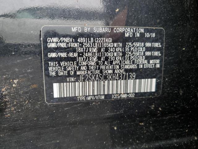 Photo 11 VIN: JF2SKASC3KH437139 - SUBARU FORESTER L 