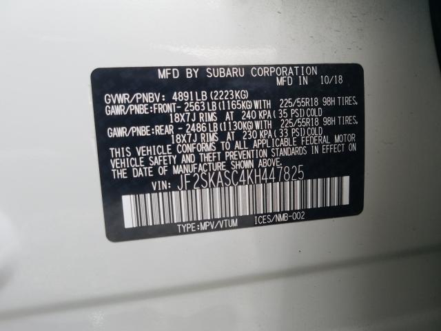 Photo 9 VIN: JF2SKASC4KH447825 - SUBARU FORESTER 