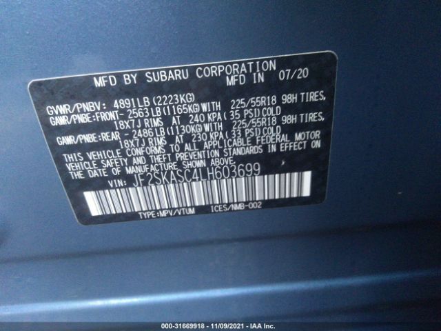 Photo 8 VIN: JF2SKASC4LH603699 - SUBARU FORESTER 