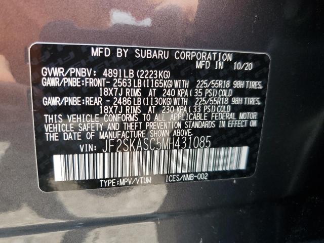 Photo 11 VIN: JF2SKASC5MH431085 - SUBARU FORESTER 