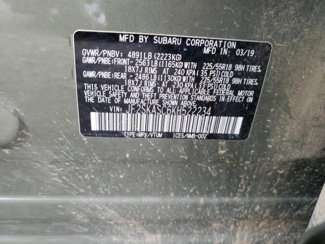 Photo 13 VIN: JF2SKASC6KH522234 - SUBARU FORESTER L 