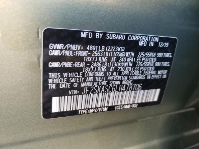 Photo 9 VIN: JF2SKASC6LH478706 - SUBARU FORESTER L 