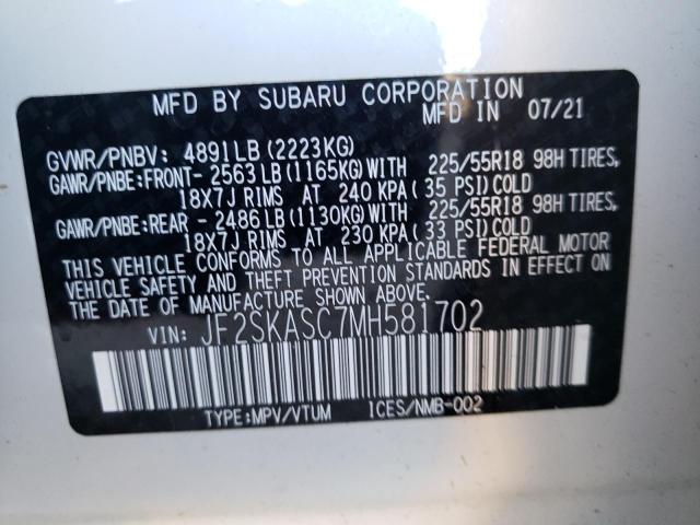 Photo 12 VIN: JF2SKASC7MH581702 - SUBARU FORESTER 