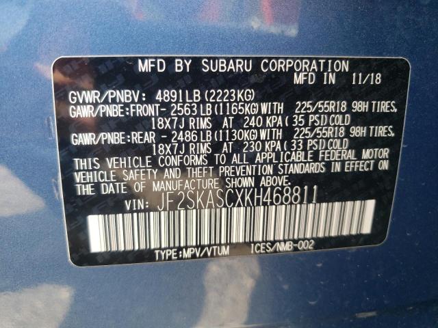 Photo 9 VIN: JF2SKASCXKH468811 - SUBARU FORESTER L 