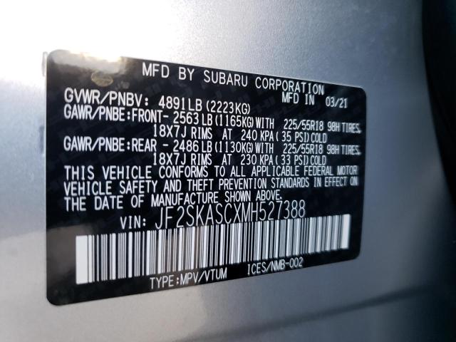 Photo 9 VIN: JF2SKASCXMH527388 - SUBARU FORESTER 