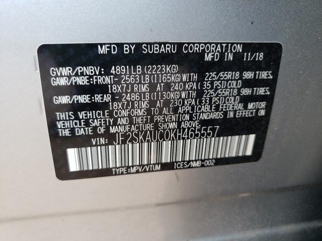 Photo 9 VIN: JF2SKAUC0KH465557 - SUBARU FORESTER L 