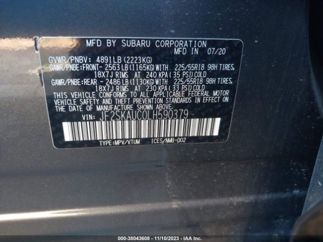 Photo 8 VIN: JF2SKAUC0LH590379 - SUBARU FORESTER 