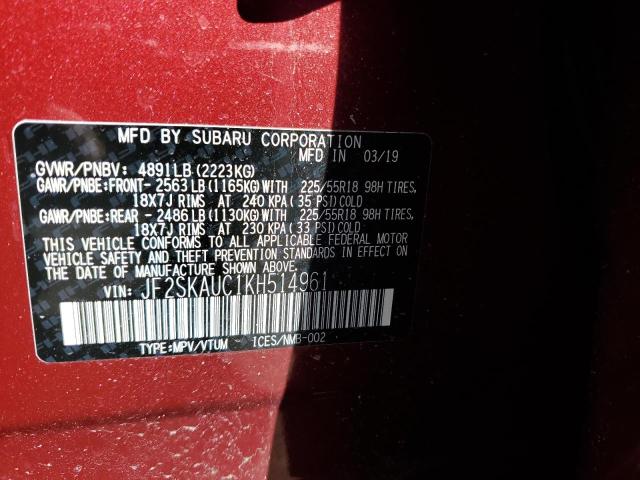 Photo 11 VIN: JF2SKAUC1KH514961 - SUBARU FORESTER 