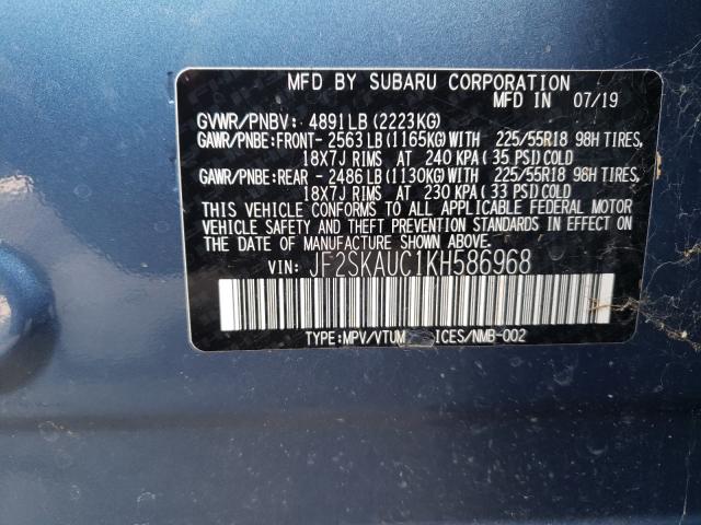 Photo 9 VIN: JF2SKAUC1KH586968 - SUBARU FORESTER 