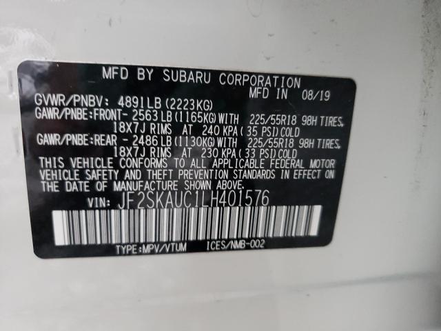 Photo 9 VIN: JF2SKAUC1LH401576 - SUBARU FORESTER 