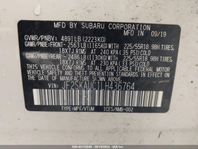 Photo 8 VIN: JF2SKAUC1LH436764 - SUBARU FORESTER 