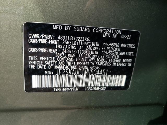 Photo 9 VIN: JF2SKAUC1MH504451 - SUBARU FORESTER L 