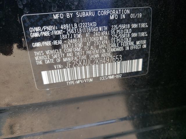 Photo 9 VIN: JF2SKAUC2KH497653 - SUBARU FORESTER L 