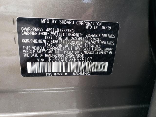 Photo 12 VIN: JF2SKAUC2KH535107 - SUBARU FORESTER L 