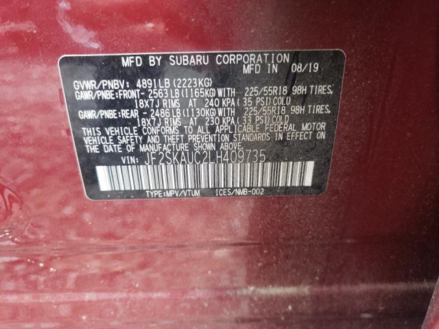 Photo 9 VIN: JF2SKAUC2LH409735 - SUBARU FORESTER L 