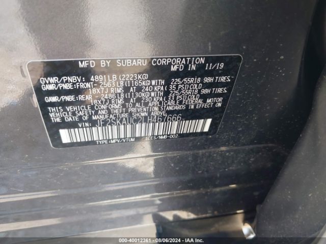 Photo 8 VIN: JF2SKAUC2LH467666 - SUBARU FORESTER 