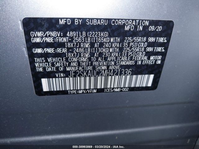 Photo 8 VIN: JF2SKAUC2MH421336 - SUBARU FORESTER 