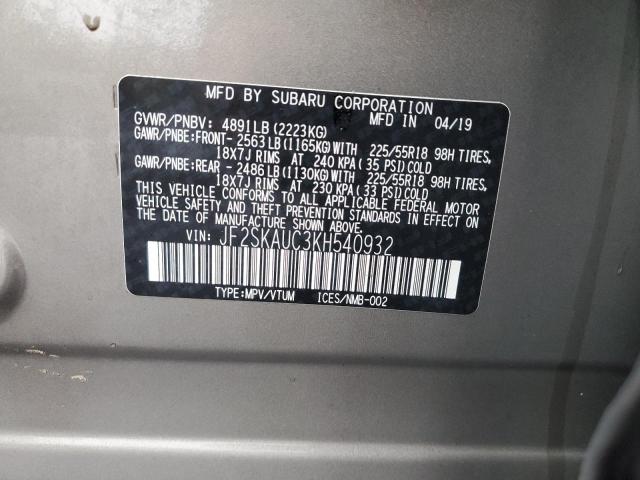 Photo 11 VIN: JF2SKAUC3KH540932 - SUBARU FORESTER 