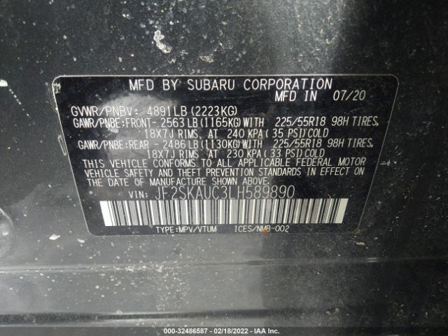 Photo 8 VIN: JF2SKAUC3LH589890 - SUBARU FORESTER 