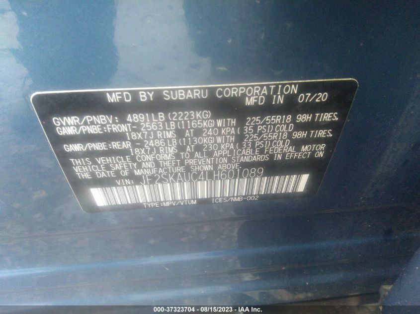 Photo 8 VIN: JF2SKAUC4LH601089 - SUBARU FORESTER 