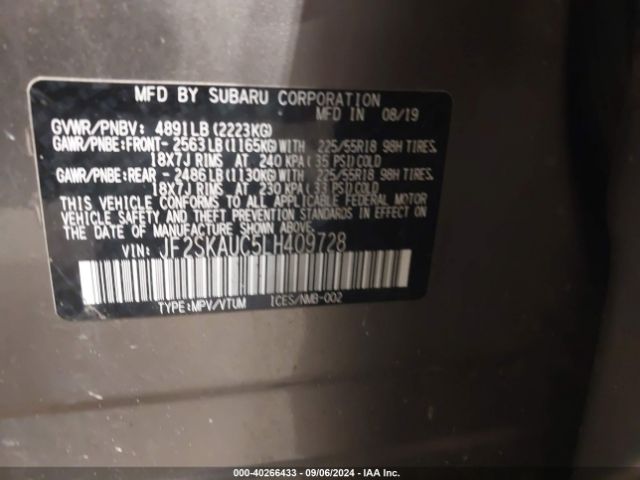 Photo 8 VIN: JF2SKAUC5LH409728 - SUBARU FORESTER 