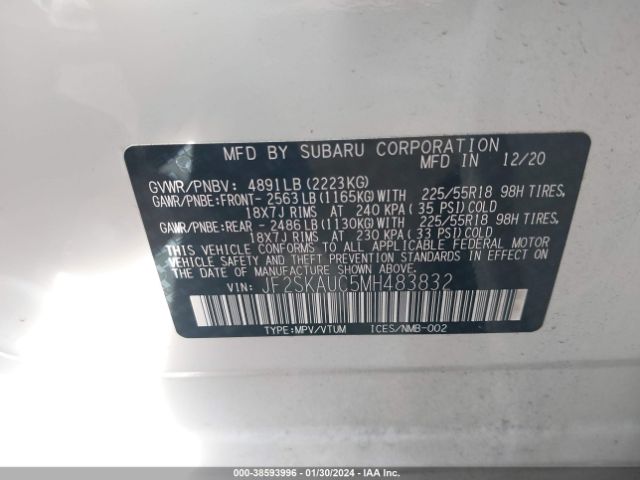 Photo 8 VIN: JF2SKAUC5MH483832 - SUBARU FORESTER 