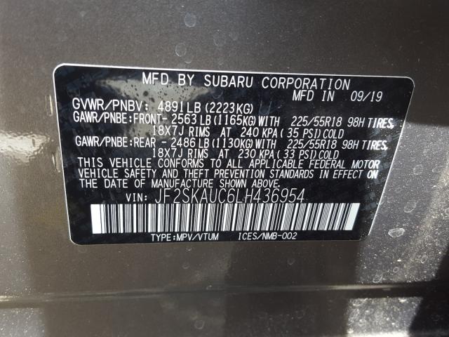 Photo 9 VIN: JF2SKAUC6LH436954 - SUBARU FORESTER L 