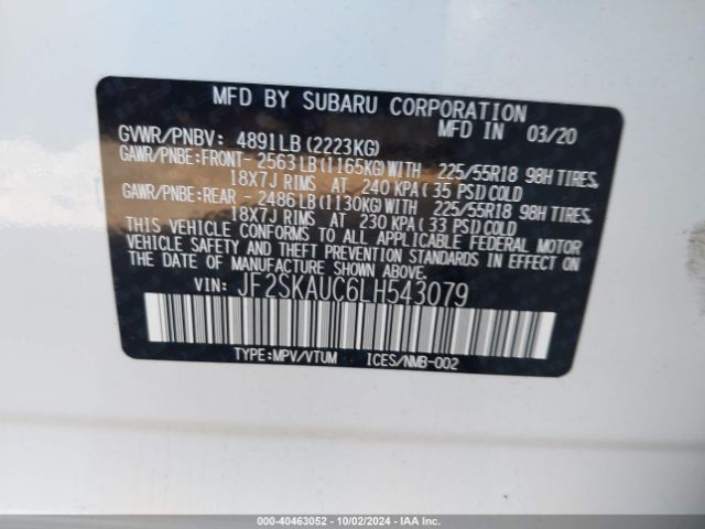 Photo 8 VIN: JF2SKAUC6LH543079 - SUBARU FORESTER 