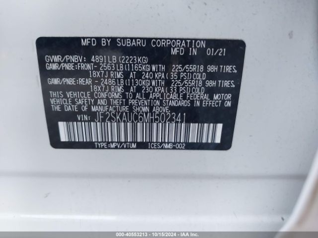 Photo 8 VIN: JF2SKAUC6MH502341 - SUBARU FORESTER 