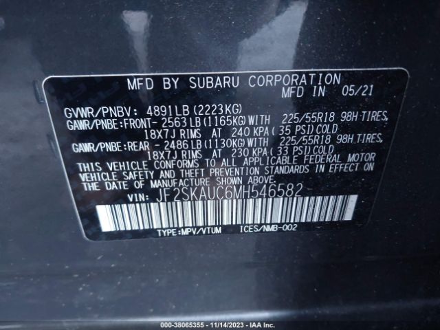 Photo 8 VIN: JF2SKAUC6MH546582 - SUBARU FORESTER 