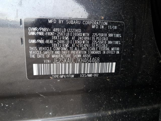 Photo 9 VIN: JF2SKAUC7KH464468 - SUBARU FORESTER 