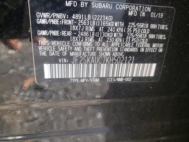 Photo 9 VIN: JF2SKAUC7KH502121 - SUBARU FORESTER L 