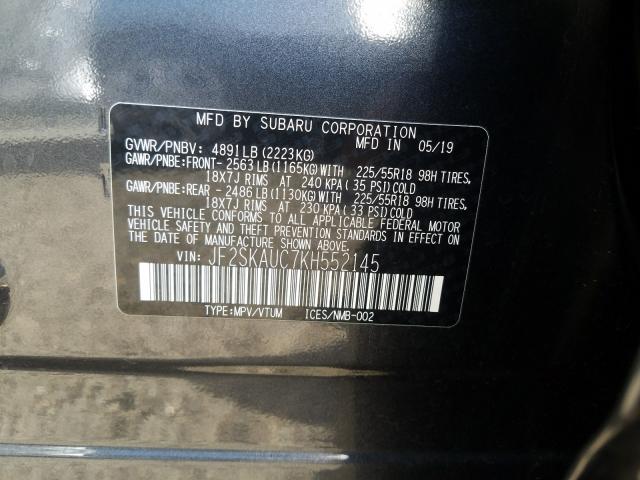 Photo 9 VIN: JF2SKAUC7KH552145 - SUBARU FORESTER 