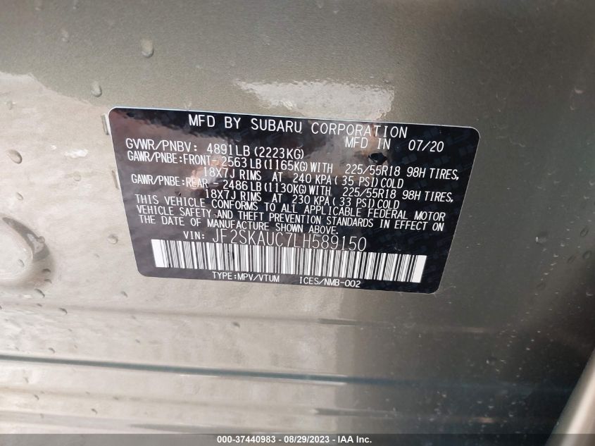 Photo 8 VIN: JF2SKAUC7LH589150 - SUBARU FORESTER 