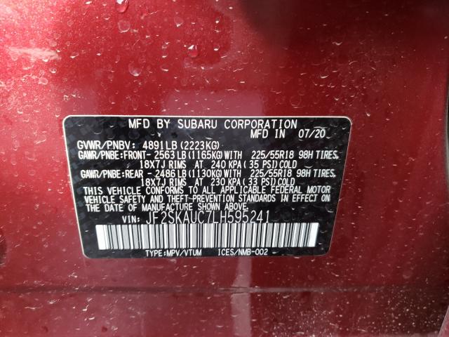 Photo 9 VIN: JF2SKAUC7LH595241 - SUBARU FORESTER L 